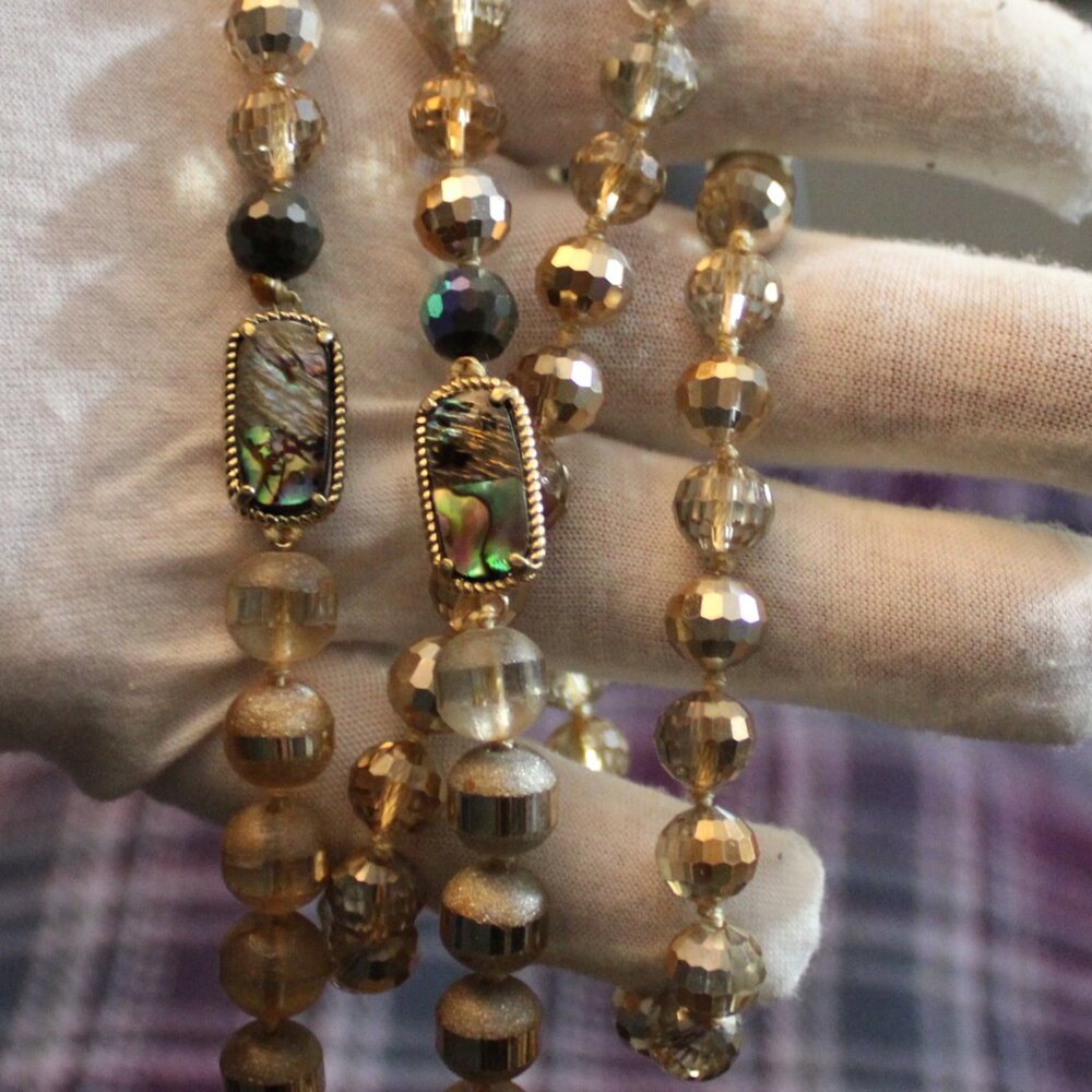 Faceted Glass Abalone Shell Continuous Strand Kno… - image 3